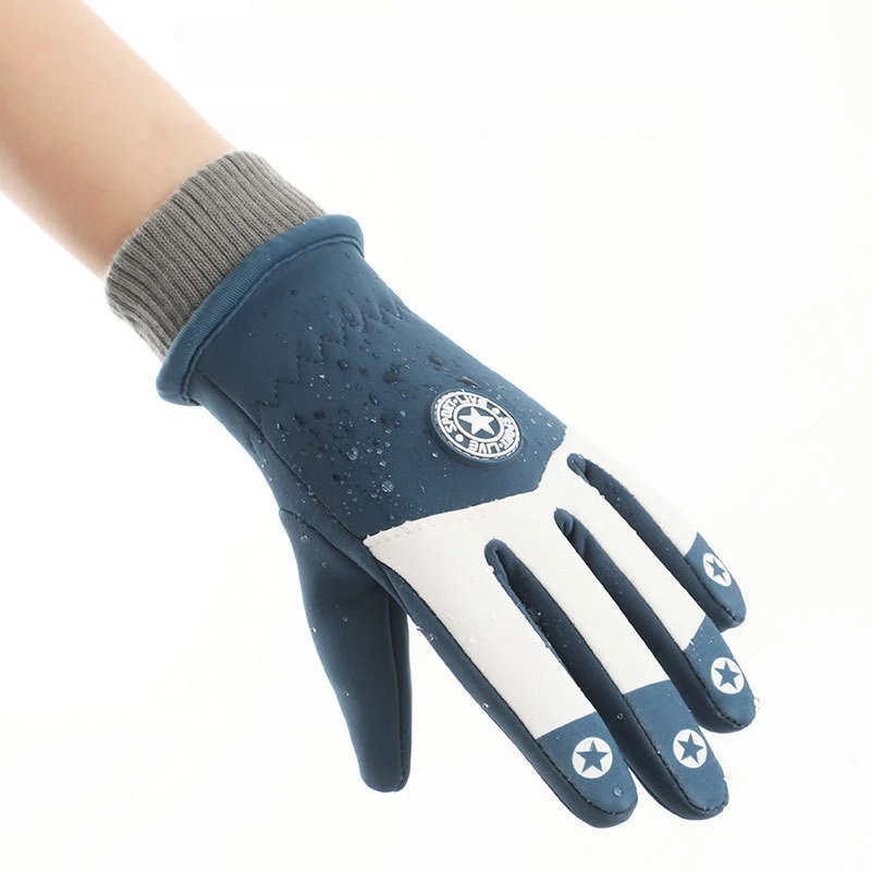Children Skiing Cycling Gloves Warm Winter Boy Girl Fleece Roundel Thick Anti-Slip Kids Cute Soft Waterproof Motorcyclist Gloves 6
