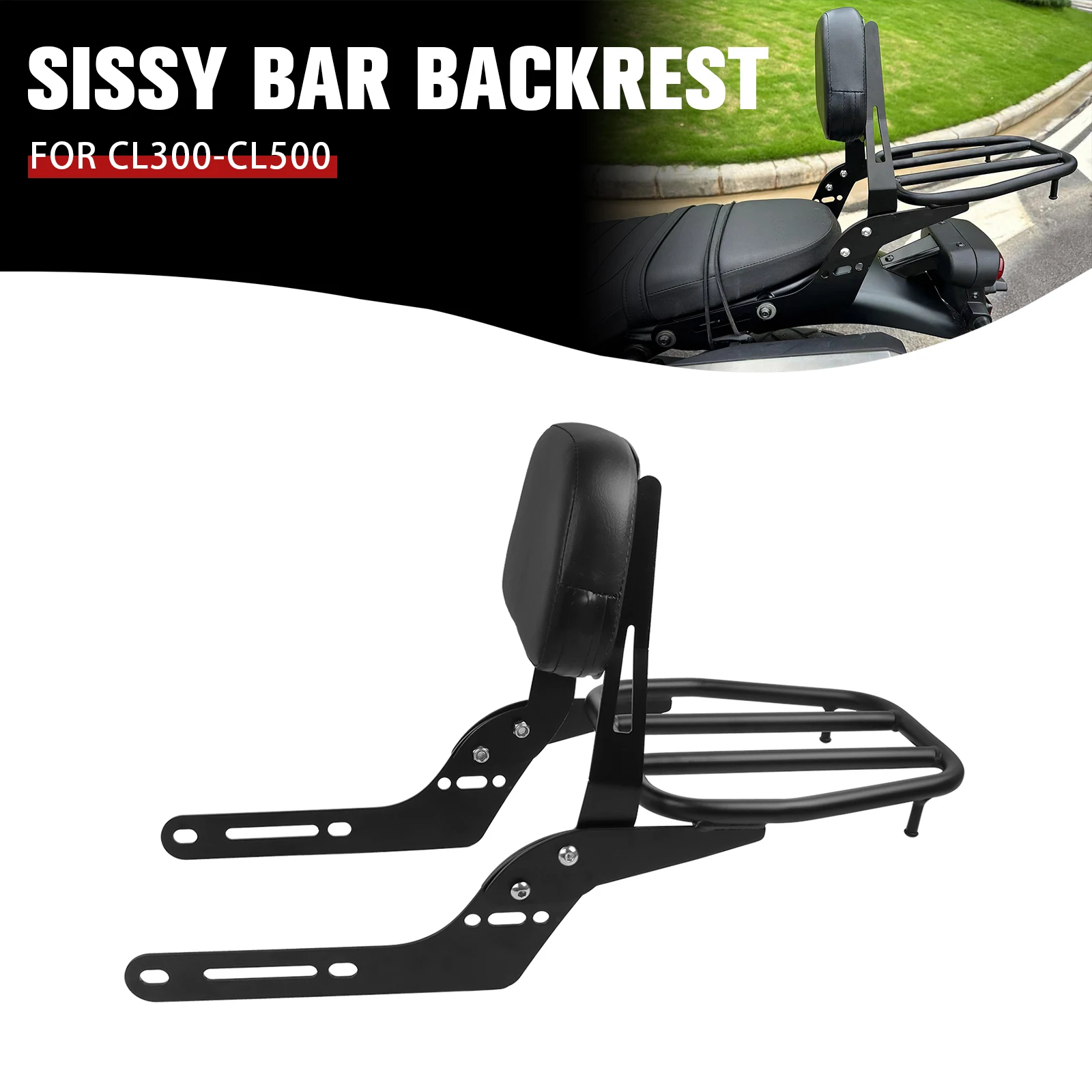 

For Honda CL250 CL500 CL 250 300 CL 500 SCL500 CL300 2023 2024 Motorcycle Rear Detachables Backrest Sissy Bar Luggage Rack Pad