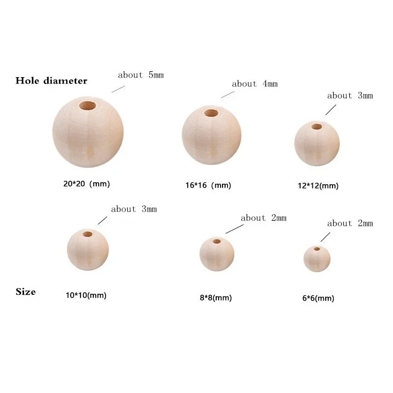 Wooden Beads Set Natural Round Wood Beads with Crystal Elastic Line for Jewelry Craft DIY embroidery kits beaded pearl charms