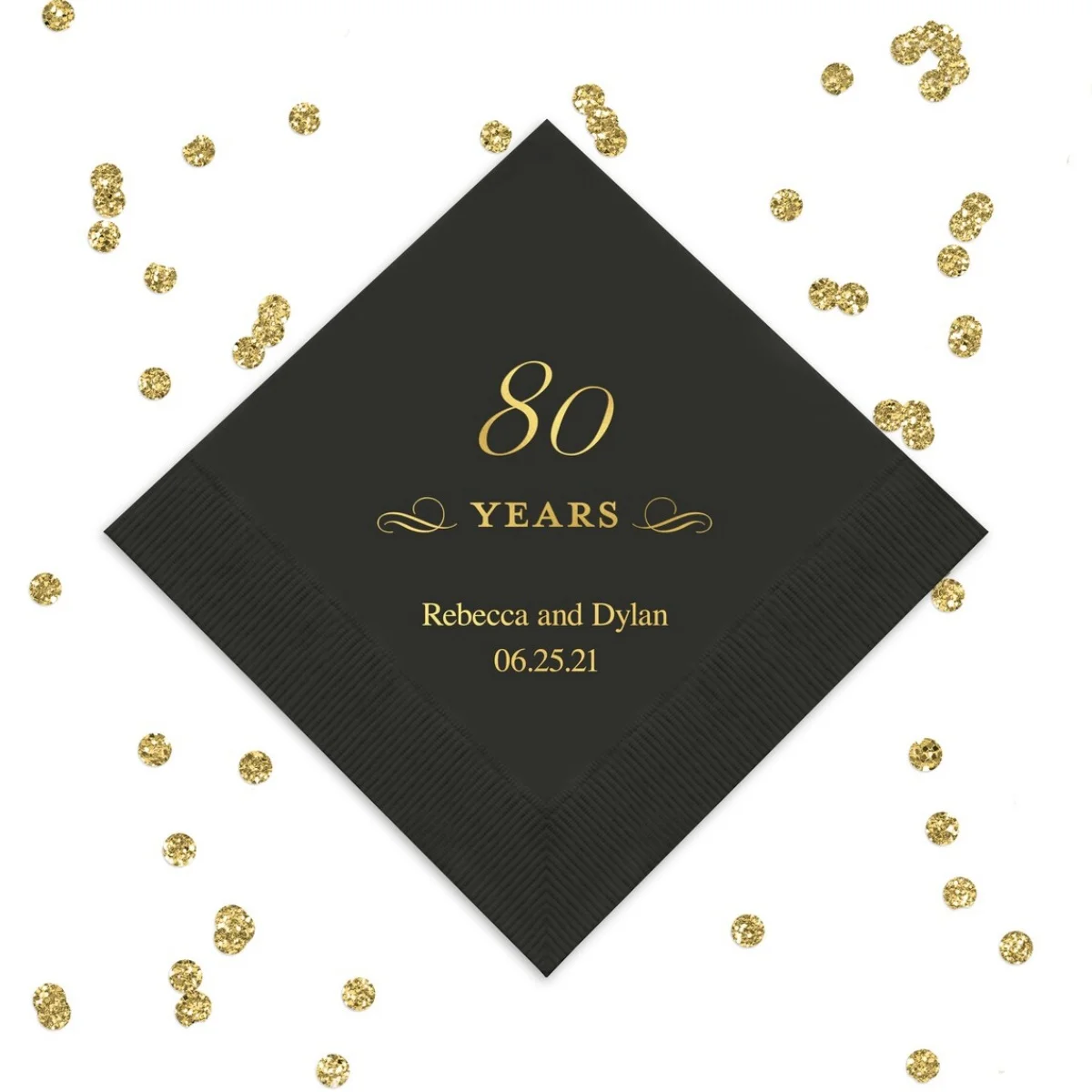 

50 80 Years Design Personalized Napkins - Custom 80th Birthday Party Napkin - Anniversary - Pack of 50 Cocktail Napkins - Busi