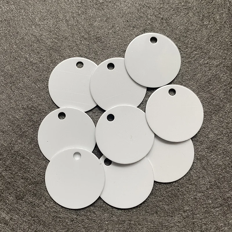 30mm Aluminum Round Shape Pet Tag DIY Sublimation Blank Dog Cat Name Tags Plate Pendant Accessories Both Sides White