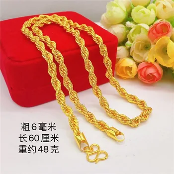 9999 bastoncini di pasta fritta in oro puro collana intrecciata lunga 60 cm 24 carati collana in oro puro da uomo gioielli in oro regali 1