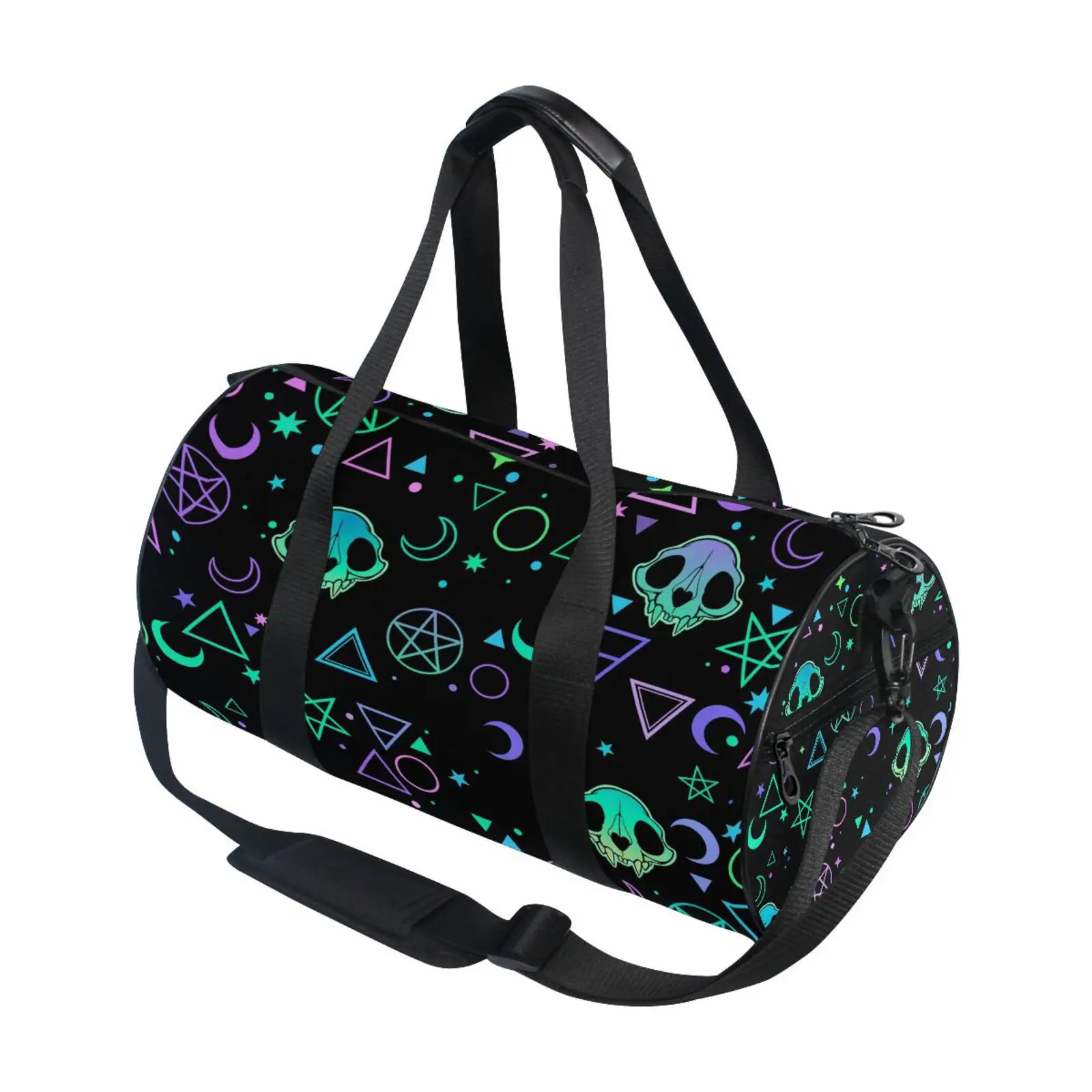 Canvas Duffel Bag Magic Skull Print Sport Gym Bag Large Capacity Outdoor Travel Luggage Overnight Bag For Men Women Tote Handbag