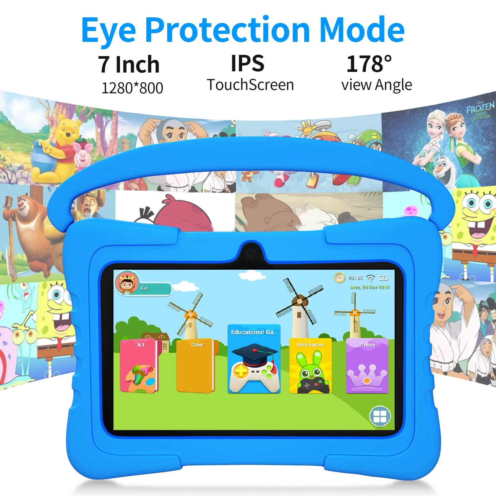 7 inch Android Kids Learning Tablet 4000mah 32GB Quad Core Android9.0  With tablet protective sleeve and tablet tempered film 2