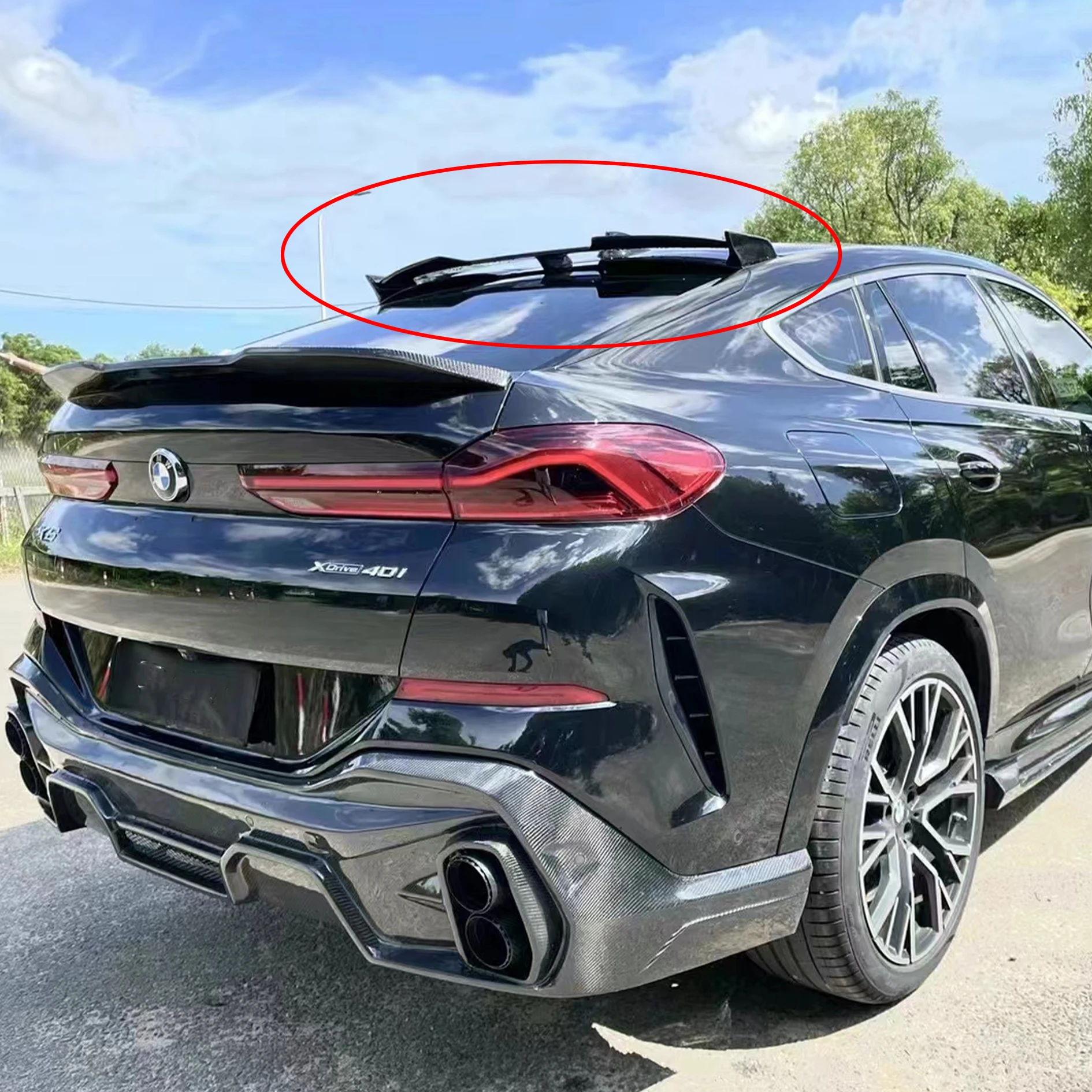 

Suitable for BMW X6 X6M G06 F96 car rear roof window spoiler carbon fiber body sports modification kit 2020 2021 2022 2023