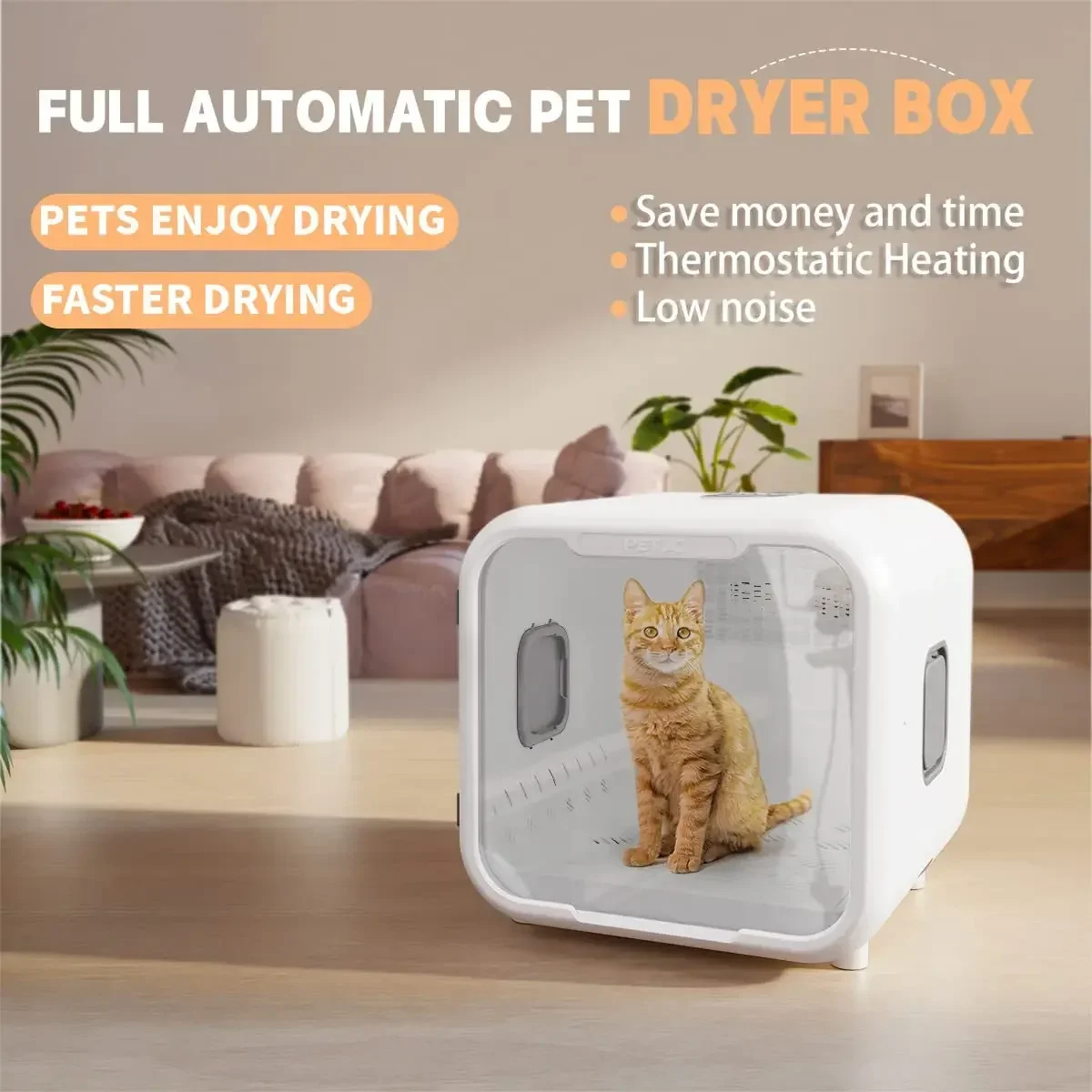 

PETJC 66L Pet Drying Box Ultraviolet Sterilization Dog Hair Dryer Automatically Mute Noise Pet Hair Dryers for Cat doy Puppies