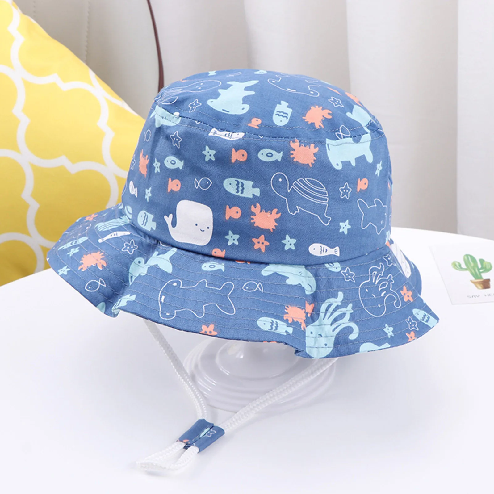 Cartoon Outdoor Kids Protection Hats Adjustable Chin Strap Sun Hats Summer Spring Beach Bucket Cap Accessories baseball cap baby hat kids caps