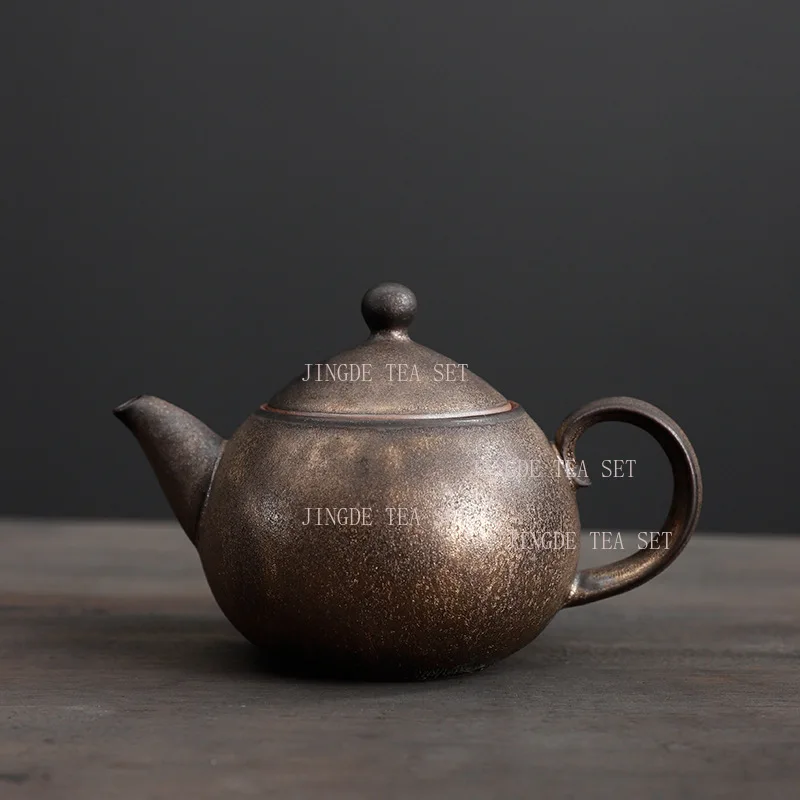 160ml capacity vintage brewing teapot rough pottery rusted glaze single pot Chinese Kung Fu tea set