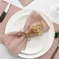 10pcs 32x32cm Wholesale terracotta Gauze Cotton Napkin Reusable Tea Towel Wedding Party Christmas Table Decor Retro Burrs napkin 3