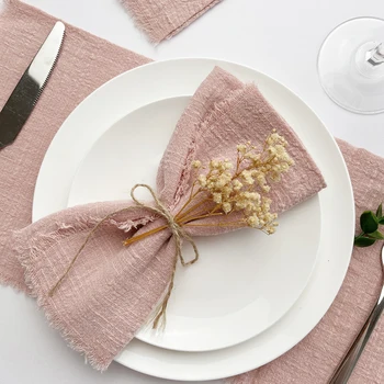 Serviette en coton gaze rose 32x32cm, 10 pièces, serviette de thé réutilisable, décor de Table de noël pour fête de mariage, bavures rétro, vente en gros 1