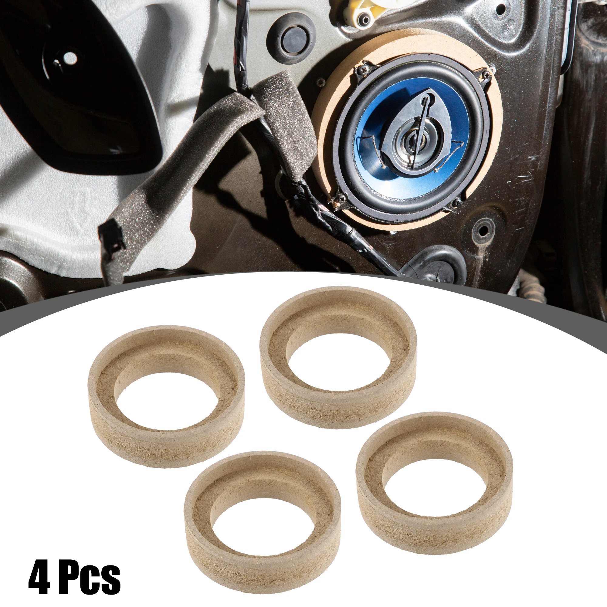 4 Pcs 1 Inch 1.5 Inch 2 3 3.5 4 6.5 Speaker Subwoofer Mounting Spacer Rings Solid Wood Beige speaker mounting spacer rings