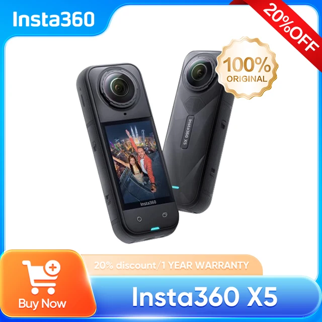 Insta360 X5 360 Action Camera 2025 New 8K 30fps Replaceable Lenses Triple AI Chip Superior Low Light 185 Mins Run Life Insta 360