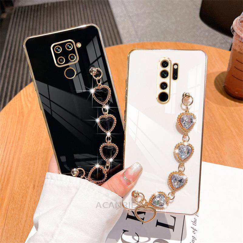 Note9 Luxury Chain Bracelet Case On For Xiaomi Redmi Note 9 8 7 Pro 9s 8t 9pro 9c 8pro Note8 Plating Silicone Wrist Cover Redmi9