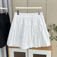 Summer New 100KG Sweet Bow Lantern Mini Skirt Plus Size Women's Washed Short Skirt 1662 - Image 3