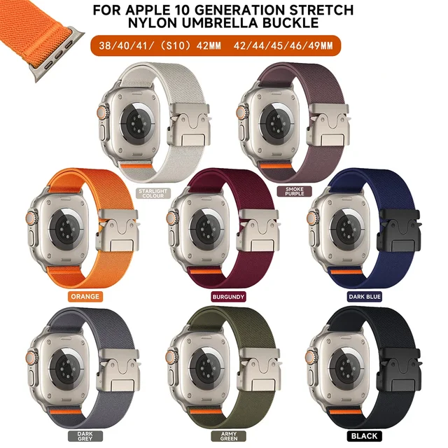 Nylon Strap for Apple Watch Band Ultra 2 49mm 10 9 8 7 46mm 45mm 41mm 44mm 42mm Braided Elastic Bracelet for IWatch Series 6 SE 6