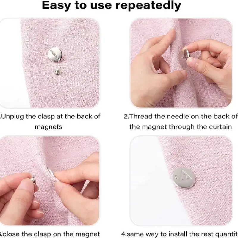 Curtain Magnets Closure Magnetic Curtain Clips Snap Fastener for Indoor Outdoor Curtains Light Prevent Light Leaking Button 1Set