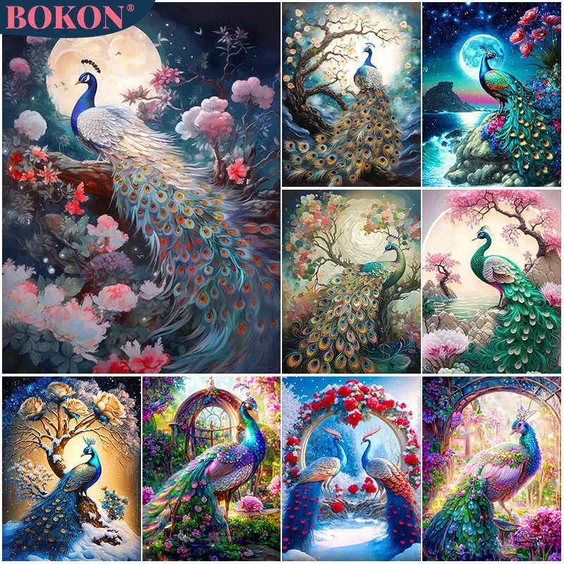 

Animal 5D Diamond Painting Romantic Peacock Flower Full Diamond Mosaic Diamond Embroidery Kit DIY Rhinestone Home Art Decoration