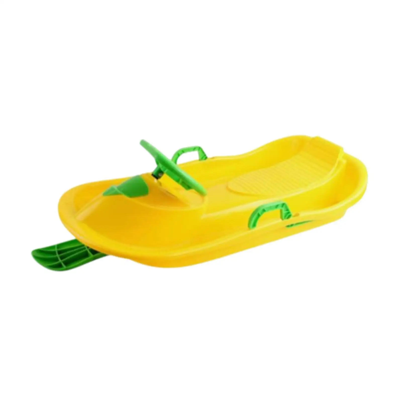 Steerable Snow Sled with Steering Wheel Brake Ski Sled Portable Games Unique Outdoor Snow Sledge Grass for Boys Kids