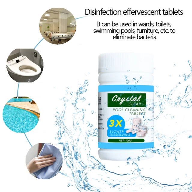 100G/200Gtablets Fertőtlenítő Tabletták Úszómedence Klór Azonnali Pezsgő Csövek Tisztító Úszó Medence Adagoló - Image 6