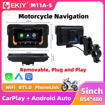EKIY 5.0 pollici Wireless CarPlay Moto Android Auto portatile digitale cruscotto moto GPS schermo di visualizzazione navigazione moto