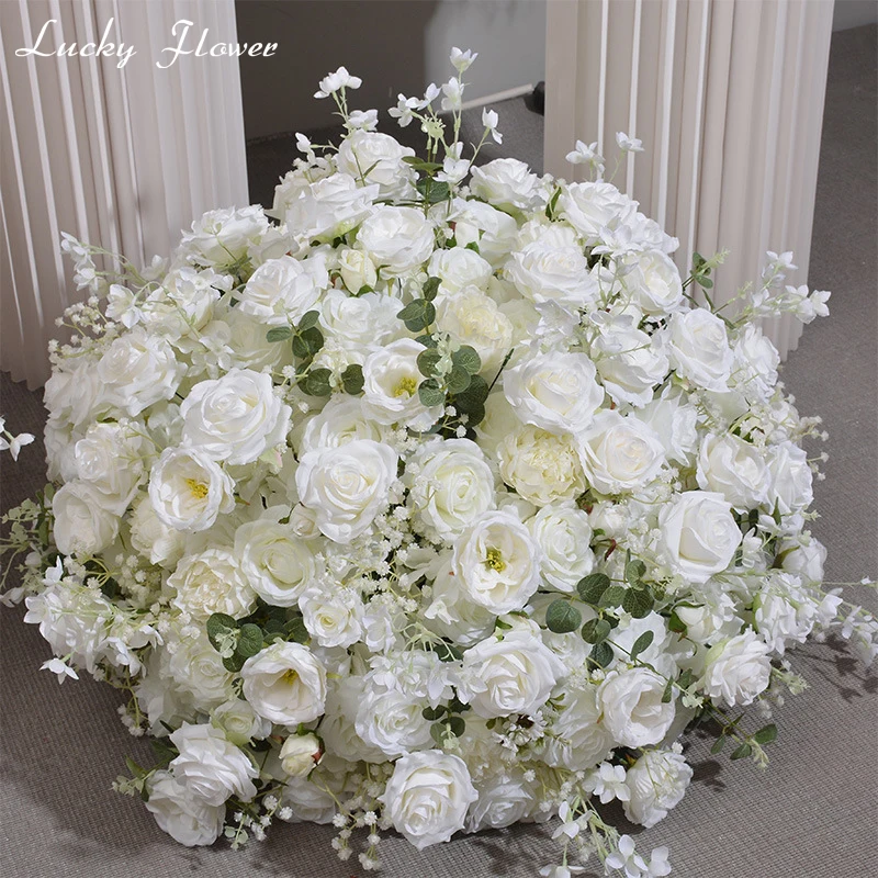Rose Hydrange Aritificial Flower Ball Road Leading White Silk Flower Ball Wedding Decoration Table Centrepiece Deocr
