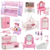 1:12 Dollhouse Ice Cream Truck Baby Bed Simulation Miniature Scene Display Dessert Car Bunk Bed Bathroom Kitchen Toy For Girl 1