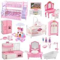 1:12 Dollhouse Ice Cream Truck Baby Bed Simulation Miniature Scene Display Dessert Car Bunk Bed Bathroom Kitchen Toy For Girl 1