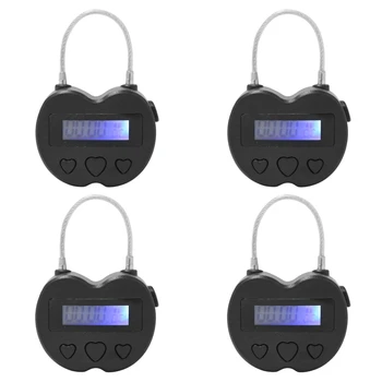 4X 스마트 타임 락 LCD 디스플레이 타임 락 다기능 여행 전자 타이머, USB 충전식 임시 타이머 자물쇠