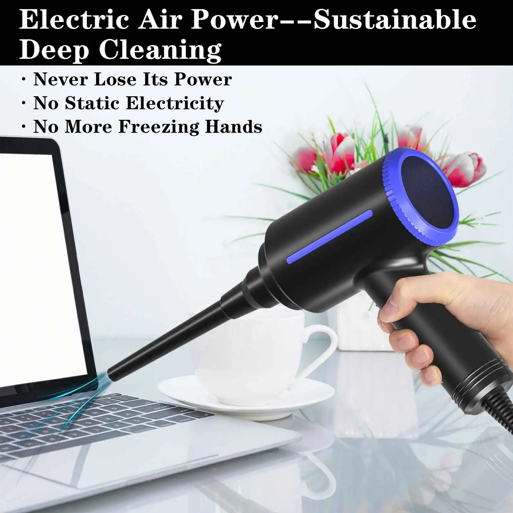 Espanador Elétrico do ar Comprimido Pulverizador de ar Enlatado Bomba de ar para Inflatables Computador pc Teclado Limpo Secador de Cabelo 500w - Imagem 4
