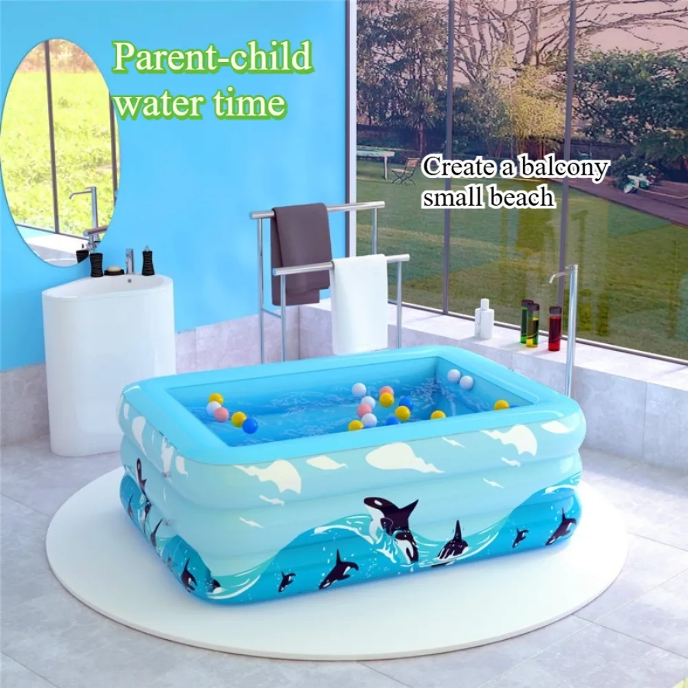 สระว่ายน้ำกลางแจ้งสำหรับผู้ใหญ่ สระว่ายน้ำสำหรับเด็กและทารกในครัวเรือน สระว่ายน้ำเป่าลมแบบมีผนังหนา สปาพร้อมปั๊มเท้า 1