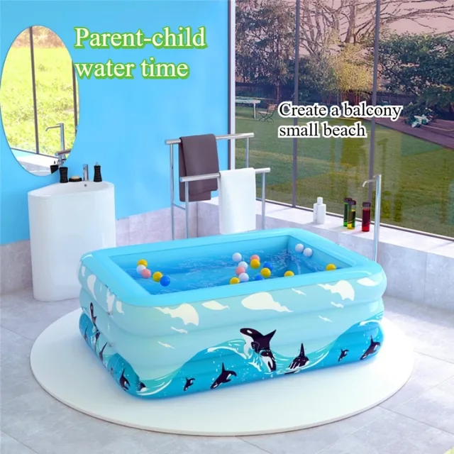 สระว่ายน้ำกลางแจ้งสำหรับผู้ใหญ่ สระว่ายน้ำสำหรับเด็กและทารกในครัวเรือน สระว่ายน้ำเป่าลมแบบมีผนังหนา สปาพร้อมปั๊มเท้า 1