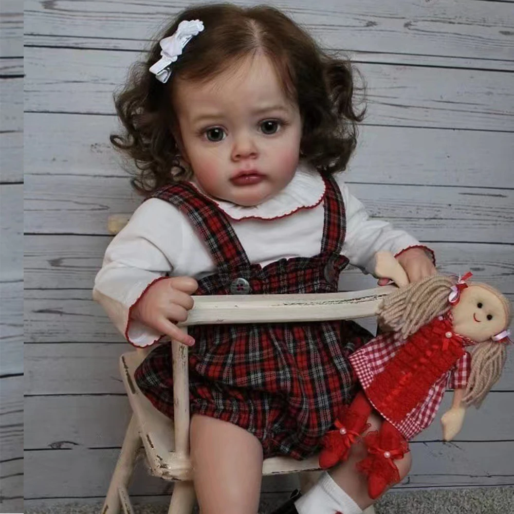 

50CM Reborn Toddler Girl Doll with Rooted Curly hair Soft Cuddle Body High Quality Handmade Doll with Visilbe Vein Painting