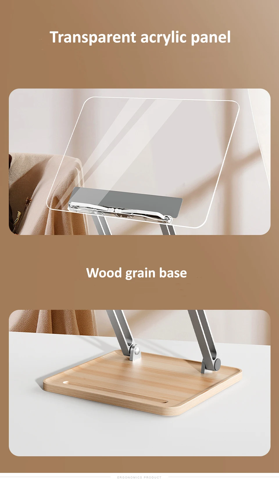 Wooden Reading Transparent Stand