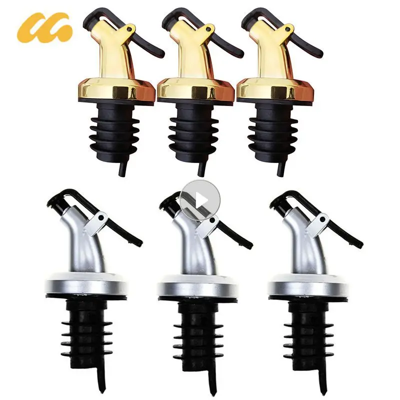 3Pcs Olive Oil Dispenser Sprayer Liquor Oil Bottle Stopper Lock Wine Pourers Flip Lock Plug Seal Leak-proof Nozzle Kitchen Tools