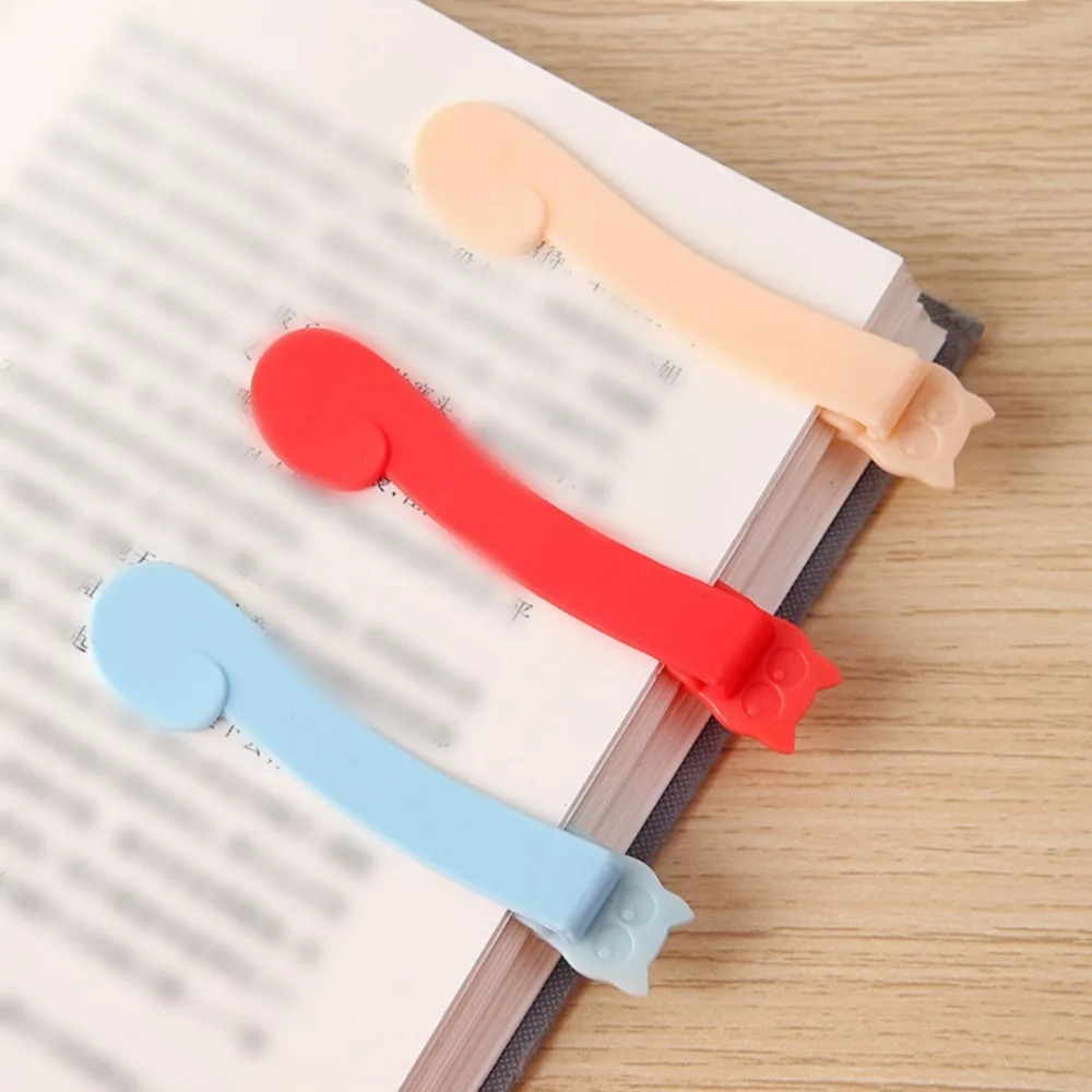 1pc/3pcs Silicone Book Mark Cute Cats Automatically Follows Page Flipping Book Spare Accessories Bookmark Clip for Read Lovers