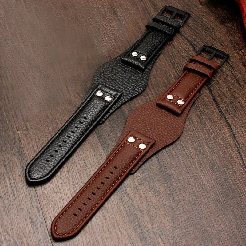 

22mm Leather Strap for Fossil CH2564 CH2565 CH2891CH3051 Series Wristband Bracelet Black Brown Tray Watchband with Rivet Style