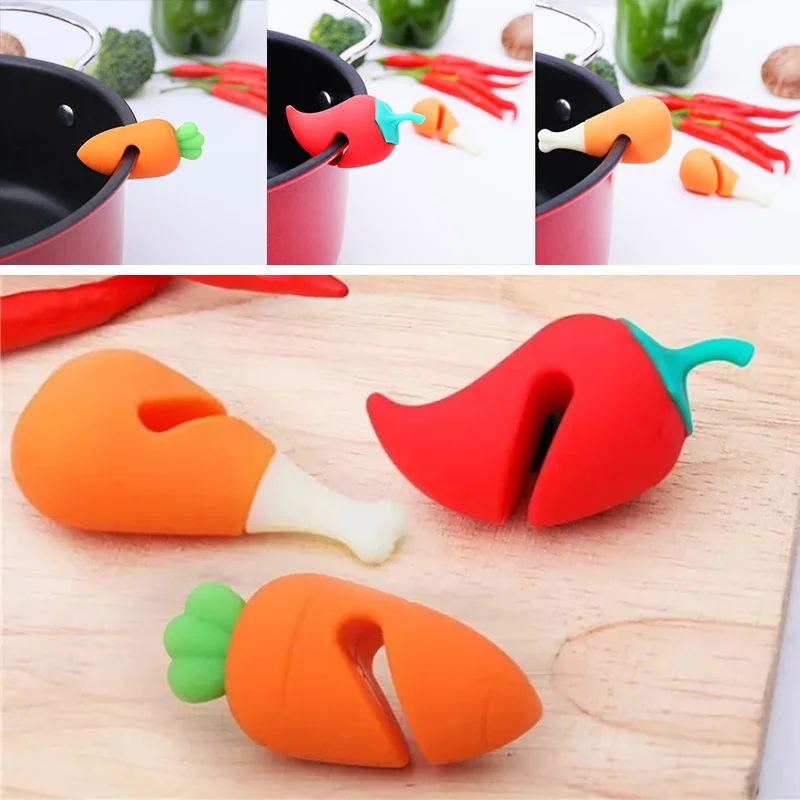 Silicone Pot Lid Holder Anti spill Rack Heat resistant Anti Overflow