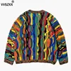 Heavy Industry Striped Knitted Sweater Ethnic Style Fashion Colorful Splicing Sweater Mens Pullover Sweater 3