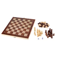 ZK20 3 in 1 Chess Board Game Set Intellectual Growth Chess Checkers Set for Family Friends Wood 24 X 24cm / 9.4 X 9.4in 2