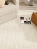 Irregular Cream Style Living Room Large Area Carpets Beige Abstract Texture Bedroom Carpet Creative Design White Line Rug Tapete 5