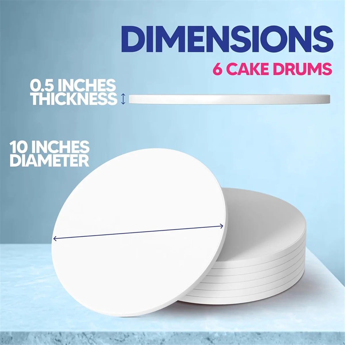 Cake Boards 10 Inch Cake Drum Boards 10 Inch Round Bend Resistant Multi-Layered Base for Displays 5PCS
