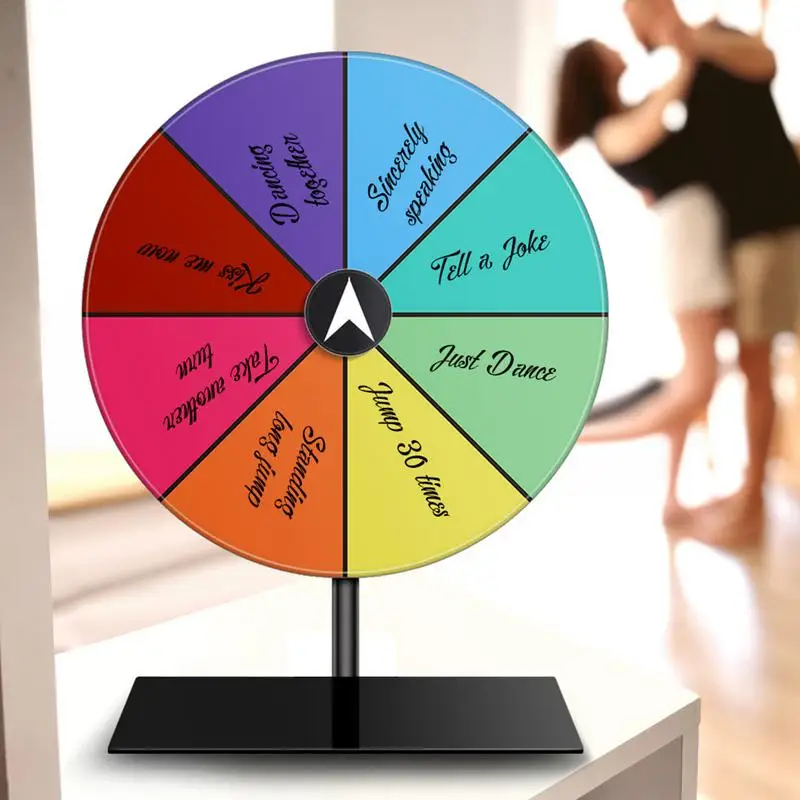 Prize Wheel 8 Slots Heavy Duty Editable Spin Wheel Color Roulette Game Spinner Tabletop Prize for Carnivals