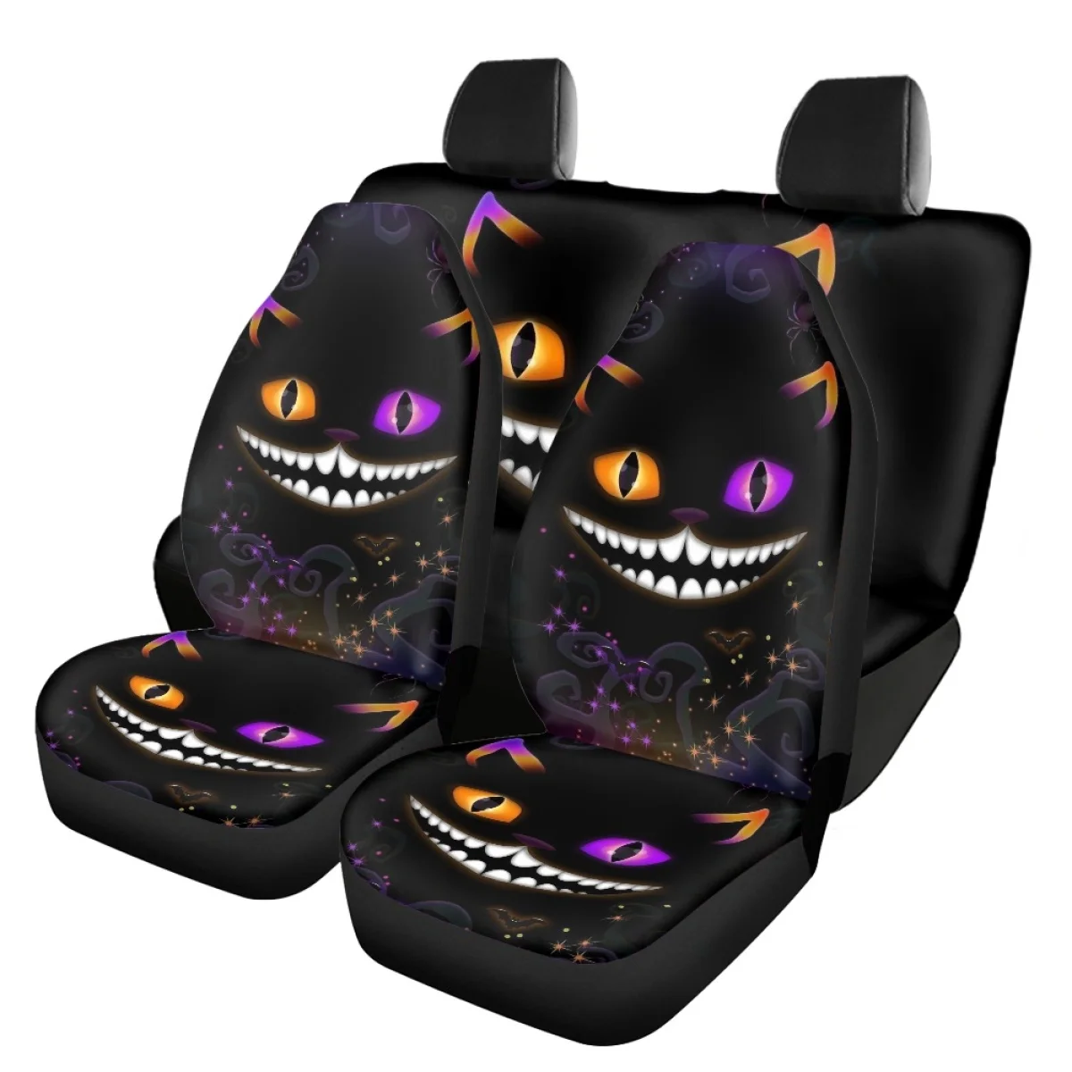 

Halloween Ornaments Scary Black Cats Car Front Back Seat Cover Set Easy Installation Brand Design Anti-dirt Car Accessories 2023