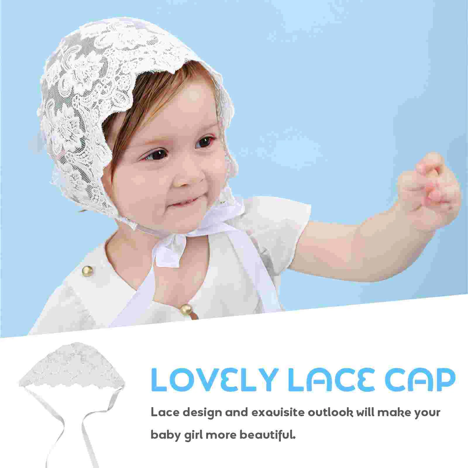 1PC Adorable Baby Lace Cotton Hat Beautiful Hat Bonnet Floral Pattern Headdress for Toddler Infant (White)