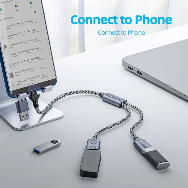 T8WC USB Type C Male to 2 /3 USB Female Splitter Hub Power Cord Extension Adapter Cable