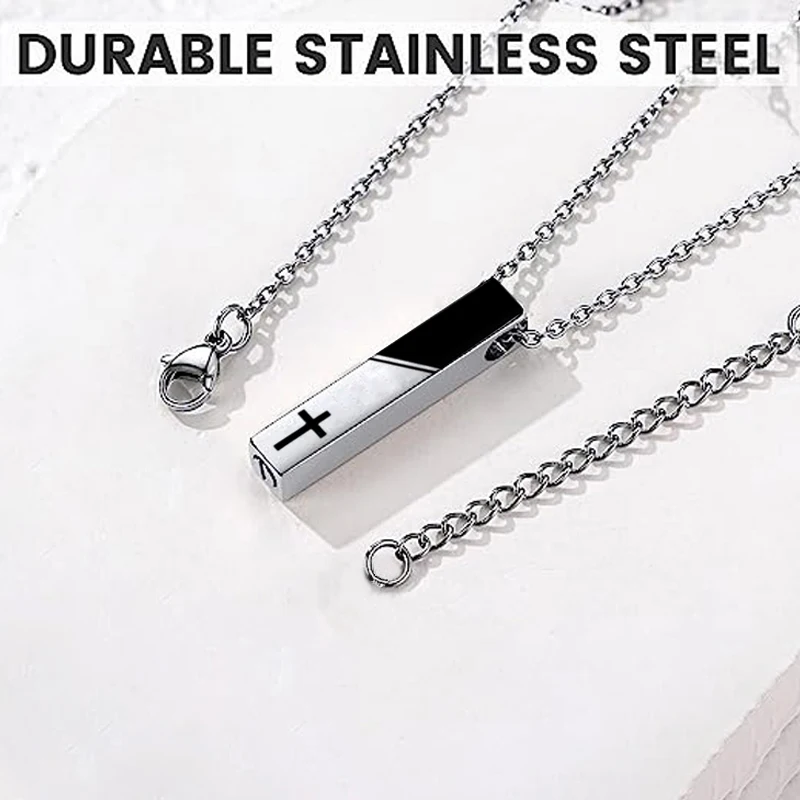 Cremation Jewelry for Human Ashes Square Column Memorial Necklace with Filling Kit Stainless Steel Vial Urn Necklace