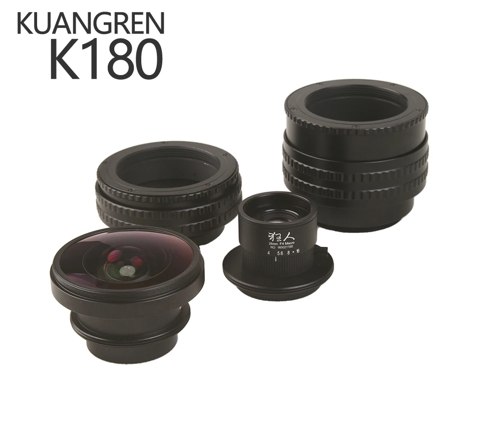 Kuangren K180 + Combo Obiettivo Macro Grandangolare da 26mm con DOF Esteso, Indispensabile per la Macrofotografia