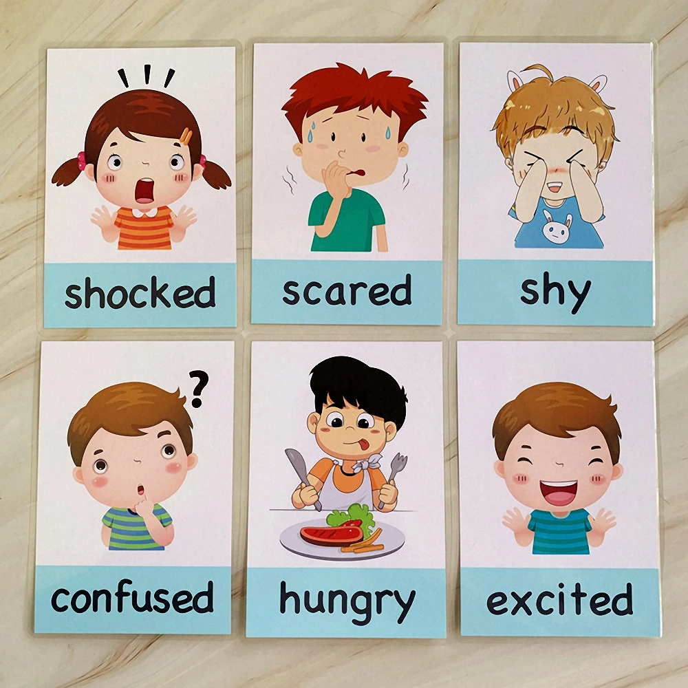 voor mij top dozijn Kids Montessori Engels Leren Kaarten Weer Emotie Baby Flashcards Educatief  Speelgoed Foto Onthouden Game Cadeaus Voor Kinderen