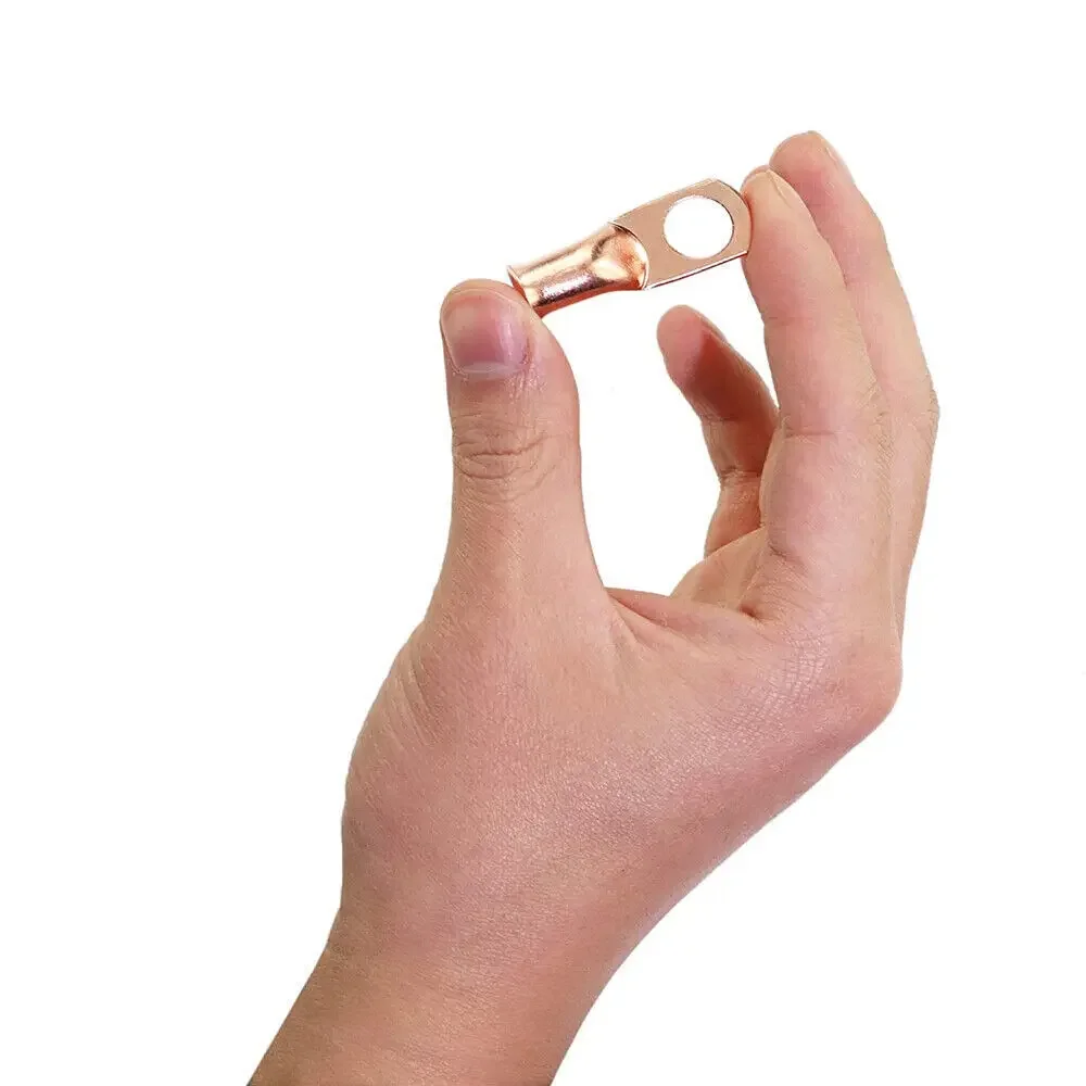 베어 구리 케이블 와이어 러그 링 터미널 배터리 용접 커넥터, 2/0AWG M6/M8/M10/M12, 10/25PCs