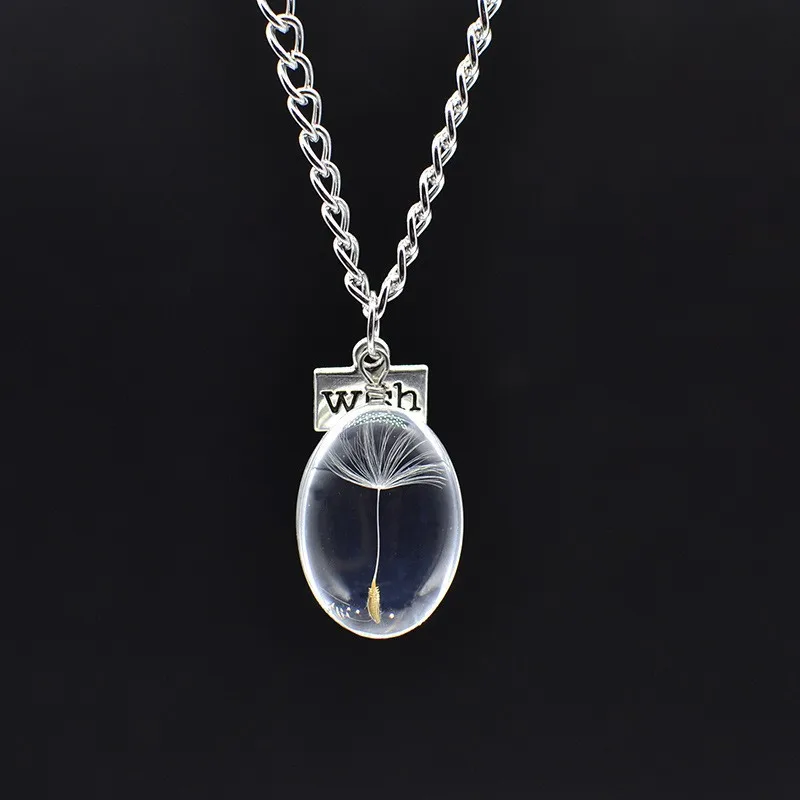 Collier Porte-Bonheur Avec Graine De Pissenlit En Résine - Argenté, Fait Main